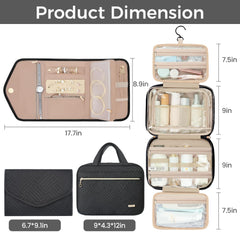 BAGAIL Hanging Toiletry Bag for Women Water-resistant Cosmetic Bag Large Capacity Travel Makeup Organizer for Full-Sized Travel Essentials(Classic+Jewelry Bag, Black) Bagail COSMETIC_CASE