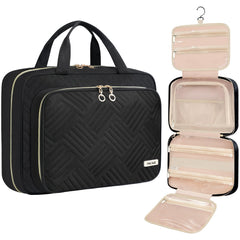 BAGAIL Hanging Toiletry Bag for Women Water-resistant Cosmetic Bag Large Capacity Travel Makeup Organizer for Full-Sized Travel Essentials(Classic+Jewelry Bag, Black) Bagail COSMETIC_CASE Black / Standard