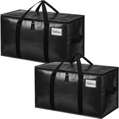 BAGAIL Heavy Duty Moving Bags with Strong Handle, Extra Large Moving Boxes, Storage Tote for Clothes, College Moving Supplies(Black, 2 Pack) BAGAIL STORAGE_BAG Black / 80L-2pack