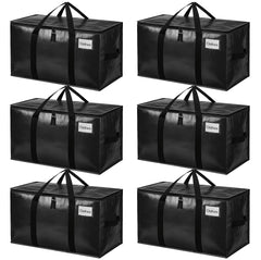BAGAIL Heavy Duty Moving Bags with Strong Handle, Extra Large Moving Boxes, Storage Tote for Clothes, College Moving Supplies(Black, 2 Pack) BAGAIL STORAGE_BAG Black / 80L-6pack