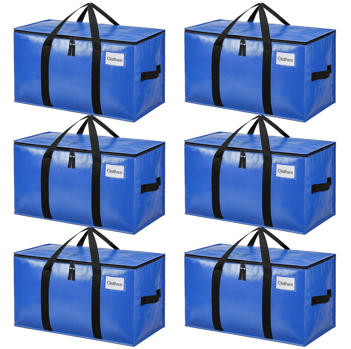 BAGAIL Heavy Duty Moving Bags with Strong Handle, Extra Large Moving Boxes, Storage Tote for Clothes, College Moving Supplies(Black, 2 Pack) BAGAIL STORAGE_BAG Blue / 80L-6pack