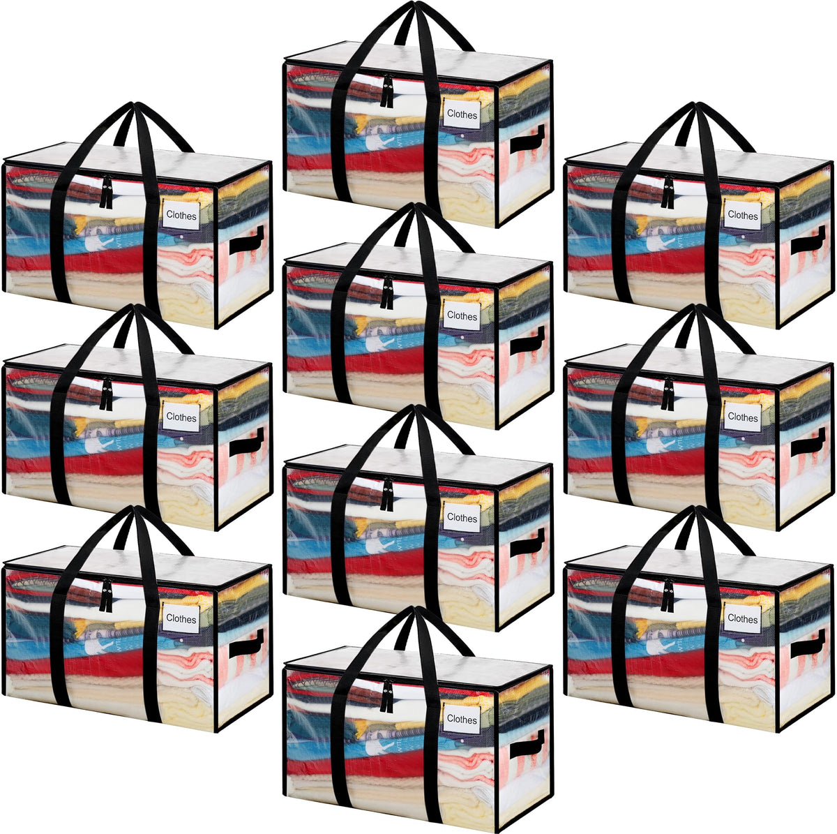 BAGAIL Heavy Duty Moving Bags with Strong Handle, Extra Large Moving Boxes, Storage Tote for Clothes, College Moving Supplies(Black, 2 Pack) BAGAIL STORAGE_BAG Clear / 80L-10pack