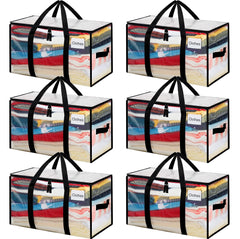 BAGAIL Heavy Duty Moving Bags with Strong Handle, Extra Large Moving Boxes, Storage Tote for Clothes, College Moving Supplies(Black, 2 Pack) BAGAIL STORAGE_BAG Clear / 80L-6pack
