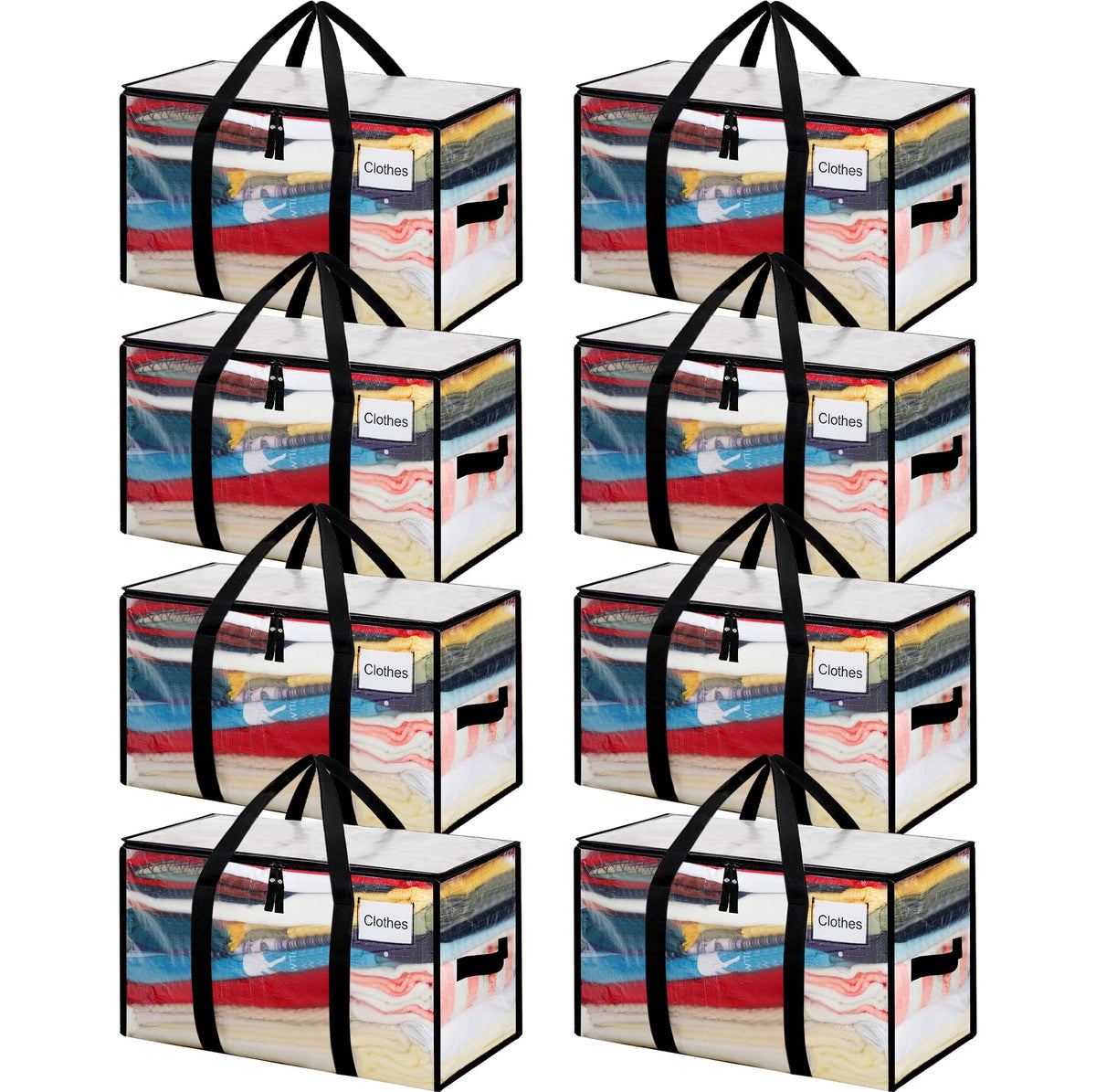 BAGAIL Heavy Duty Moving Bags with Strong Handle, Extra Large Moving Boxes, Storage Tote for Clothes, College Moving Supplies(Black, 2 Pack) BAGAIL STORAGE_BAG Clear / 80L-8pack