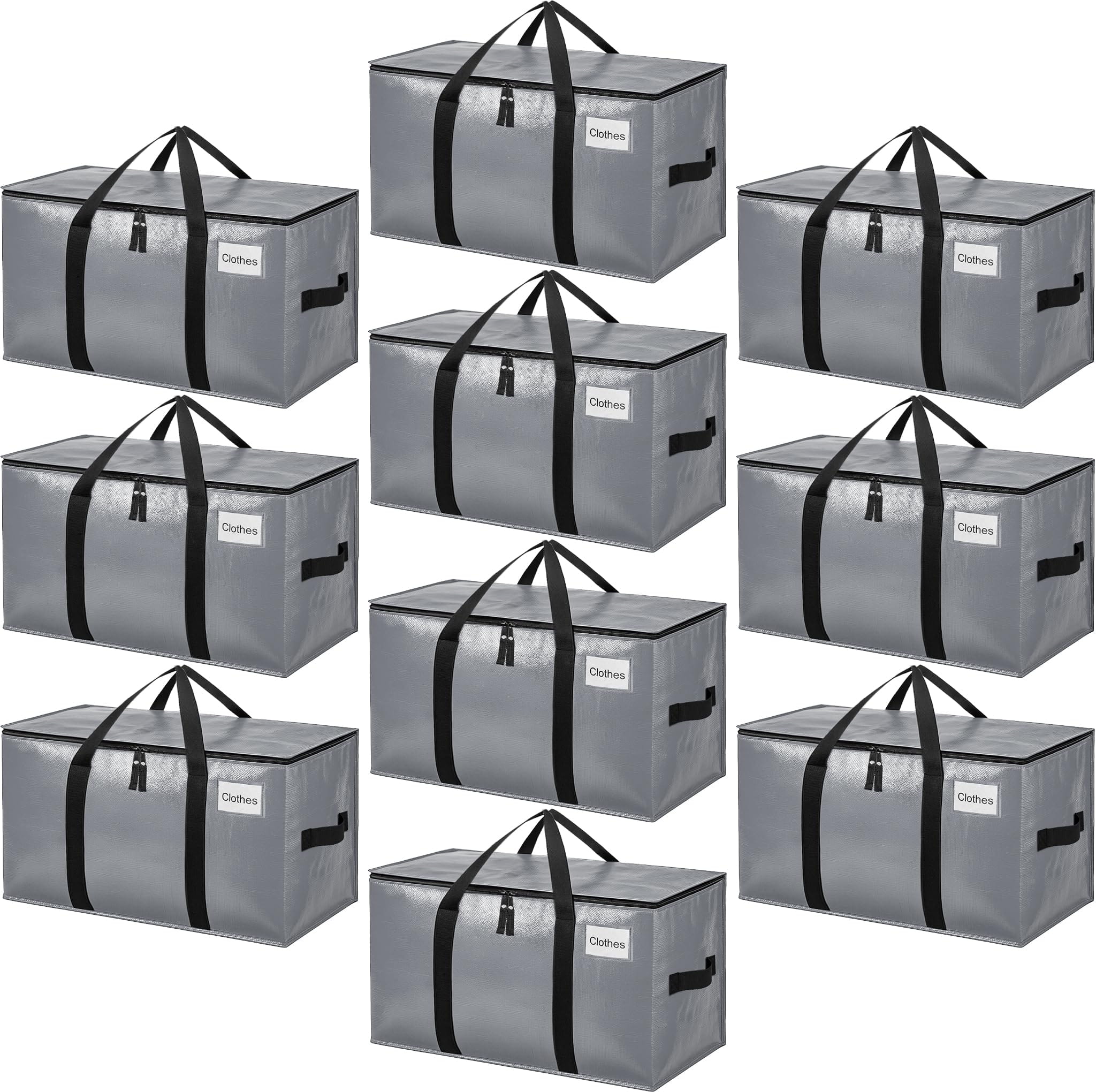 BAGAIL Heavy Duty Moving Bags with Strong Handle, Extra Large Moving Boxes, Storage Tote for Clothes, College Moving Supplies(Black, 2 Pack) BAGAIL STORAGE_BAG Grey / 80L-10pack