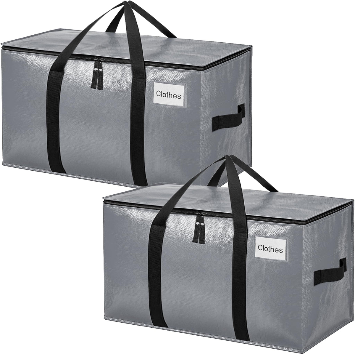 BAGAIL Heavy Duty Moving Bags with Strong Handle, Extra Large Moving Boxes, Storage Tote for Clothes, College Moving Supplies(Black, 2 Pack) BAGAIL STORAGE_BAG Grey / 80L-2pack