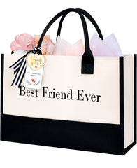 BAGAIL Initial Tote Bag, Personalized Birthday Gifts for Women, Teacher, Friends, Mom, Wedding, Monogrammed Beach Bag(1pcs-Ivory, S) BAGAIL TOTE_BAG Ivory-1pcs / Best Friend Ever