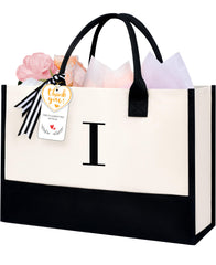 BAGAIL Initial Tote Bag, Personalized Birthday Gifts for Women, Teacher, Friends, Mom, Wedding, Monogrammed Beach Bag(1pcs-Ivory, S) BAGAIL TOTE_BAG Ivory-1pcs / Canvas I
