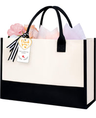 BAGAIL Initial Tote Bag, Personalized Birthday Gifts for Women, Teacher, Friends, Mom, Wedding, Monogrammed Beach Bag(1pcs-Ivory, S) BAGAIL TOTE_BAG Ivory-1pcs / Canvas Plain