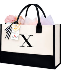 BAGAIL Initial Tote Bag, Personalized Birthday Gifts for Women, Teacher, Friends, Mom, Wedding, Monogrammed Beach Bag(1pcs-Ivory, S) BAGAIL TOTE_BAG Ivory-1pcs / Canvas X