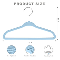 BAGAIL Kids Velvet Hangers 11 Inches Children's Clothes Hangers Non-Slip Baby Hangers for Infant/Toddler (Black,50pack) BAGAIL CLOTHES_HANGER