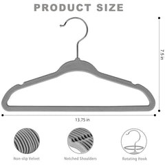 BAGAIL Kids Velvet Hangers 11 Inches Children's Clothes Hangers Non-Slip Baby Hangers for Infant/Toddler (Black,50pack) BAGAIL CLOTHES_HANGER