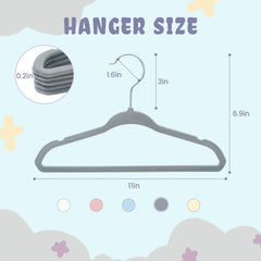 BAGAIL Kids Velvet Hangers 11 Inches Children's Clothes Hangers Non-Slip Baby Hangers for Infant/Toddler (Black,50pack) BAGAIL CLOTHES_HANGER