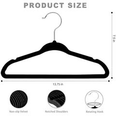 BAGAIL Kids Velvet Hangers 11 Inches Children's Clothes Hangers Non-Slip Baby Hangers for Infant/Toddler (Black,50pack) BAGAIL CLOTHES_HANGER