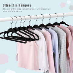BAGAIL Kids Velvet Hangers 11 Inches Children's Clothes Hangers Non-Slip Baby Hangers for Infant/Toddler (Black,50pack) BAGAIL CLOTHES_HANGER