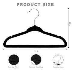 BAGAIL Kids Velvet Hangers 11 Inches Children's Clothes Hangers Non-Slip Baby Hangers for Infant/Toddler (Black,50pack) BAGAIL CLOTHES_HANGER