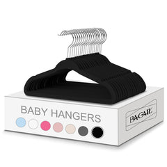 BAGAIL Kids Velvet Hangers 11 Inches Children's Clothes Hangers Non-Slip Baby Hangers for Infant/Toddler (Black,50pack) BAGAIL CLOTHES_HANGER Black / Baby-50 Pack