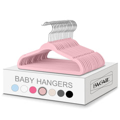 BAGAIL Kids Velvet Hangers 11 Inches Children's Clothes Hangers Non-Slip Baby Hangers for Infant/Toddler (Black,50pack) BAGAIL CLOTHES_HANGER Blush Pink / Baby-50 Pack