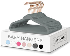 BAGAIL Kids Velvet Hangers 11 Inches Children's Clothes Hangers Non-Slip Baby Hangers for Infant/Toddler (Black,50pack) BAGAIL CLOTHES_HANGER Grey/Rose Gold / Baby-50 Pack