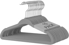 BAGAIL Kids Velvet Hangers 11 Inches Children's Clothes Hangers Non-Slip Baby Hangers for Infant/Toddler (Black,50pack) BAGAIL CLOTHES_HANGER Grey15 / Baby-15 Pack