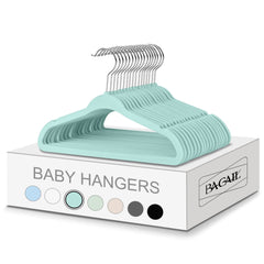 BAGAIL Kids Velvet Hangers 11 Inches Children's Clothes Hangers Non-Slip Baby Hangers for Infant/Toddler (Black,50pack) BAGAIL CLOTHES_HANGER Mint / Kids-50 Pack