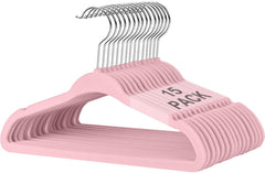 BAGAIL Kids Velvet Hangers 11 Inches Children's Clothes Hangers Non-Slip Baby Hangers for Infant/Toddler (Black,50pack) BAGAIL CLOTHES_HANGER Pink15 / Baby-15 Pack