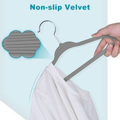 BAGAIL Kids Velvet Hangers 11 Inches Children's Clothes Hangers Non-Slip Baby Hangers for Infant/Toddler (Grey,50pack) BAGAIL CLOTHES_HANGER