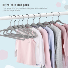 BAGAIL Kids Velvet Hangers 11 Inches Children's Clothes Hangers Non-Slip Baby Hangers for Infant/Toddler (Grey,50pack) BAGAIL CLOTHES_HANGER