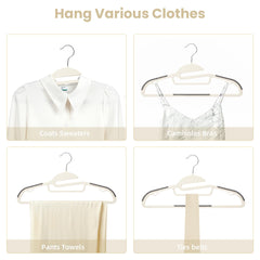 BAGAIL Plastic Hangers 50 Pack with Non-Slip Design,0.2 Inches Thick, 360°Swivel Hook Space Saving Organizer for Bedroom Closet,Shirts,Pants(Beige- S Shaped) BAGAIL CLOTHES_HANGER