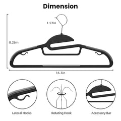 BAGAIL Plastic Hangers 50 Pack with Non-Slip Design,0.2 Inches Thick, 360°Swivel Hook Space Saving Organizer for Bedroom Closet,Shirts,Pants(Beige- S Shaped) BAGAIL CLOTHES_HANGER