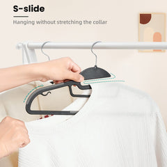 BAGAIL Plastic Hangers 50 Pack with Non-Slip Design,0.2 Inches Thick, 360°Swivel Hook Space Saving Organizer for Bedroom Closet,Shirts,Pants(Beige- S Shaped) BAGAIL CLOTHES_HANGER