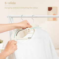 BAGAIL Plastic Hangers 50 Pack with Non-Slip Design,0.2 Inches Thick, 360°Swivel Hook Space Saving Organizer for Bedroom Closet,Shirts,Pants(Beige- S Shaped) BAGAIL CLOTHES_HANGER