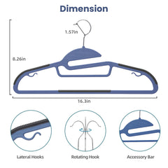 BAGAIL Plastic Hangers 50 Pack with Non-Slip Design,0.2 Inches Thick, 360°Swivel Hook Space Saving Organizer for Bedroom Closet,Shirts,Pants(Beige- S Shaped) BAGAIL CLOTHES_HANGER