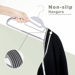 BAGAIL Plastic Hangers 50 Pack with Non-Slip Design,0.2 Inches Thick, 360°Swivel Hook Space Saving Organizer for Bedroom Closet,Shirts,Pants(Beige- S Shaped) BAGAIL CLOTHES_HANGER