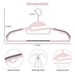 BAGAIL Plastic Hangers 50 Pack with Non-Slip Design,0.2 Inches Thick, 360°Swivel Hook Space Saving Organizer for Bedroom Closet,Shirts,Pants(Beige- S Shaped) BAGAIL CLOTHES_HANGER