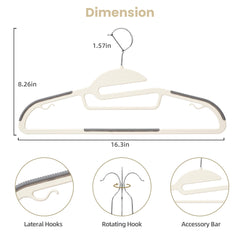 BAGAIL Plastic Hangers 50 Pack with Non-Slip Design,0.2 Inches Thick, 360°Swivel Hook Space Saving Organizer for Bedroom Closet,Shirts,Pants(Beige- S Shaped) BAGAIL CLOTHES_HANGER