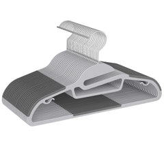 BAGAIL Plastic Hangers 50 Pack with Non-Slip Design,0.2 Inches Thick, 360°Swivel Hook Space Saving Organizer for Bedroom Closet,Shirts,Pants(Beige- S Shaped) BAGAIL CLOTHES_HANGER Gray