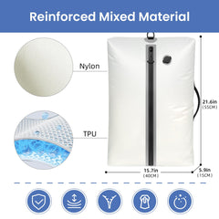 BAGAIL TPU Vacuum Bag for Travel, Reusable Compression Bag with IPX8 Waterproof Zipper, Save Space for Suitcase, Backpack and Carry on (Beige, ExtraLarge, No Pump) BAGAIL STORAGE_BAG