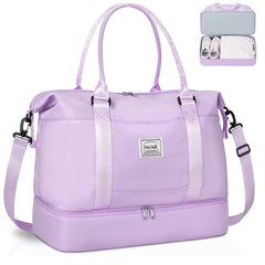 BAGAIL Travel Duffel Bag, Weekender Bags for Women, Overnight Gym Carry On Tote Bag with Wet Pocket, Hospital Mom Bag for Labor and Delivery - Extra Large Set, Beige Diyouth DUFFEL_BAG B-Purple / Travel Bag Upgraded