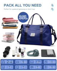 BAGAIL Travel Duffel Bag, Weekender Bags for Women, Overnight Gym Carry On Tote Bag with Wet Pocket, Hospital Mom Bag for Labor and Delivery - Extra Large Set, Beige Diyouth DUFFEL_BAG