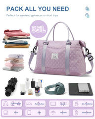 BAGAIL Travel Duffel Bag, Weekender Bags for Women, Overnight Gym Carry On Tote Bag with Wet Pocket, Hospital Mom Bag for Labor and Delivery - Extra Large Set, Beige Diyouth DUFFEL_BAG