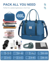 BAGAIL Travel Duffel Bag, Weekender Bags for Women, Overnight Gym Carry On Tote Bag with Wet Pocket, Hospital Mom Bag for Labor and Delivery - Extra Large Set, Beige Diyouth DUFFEL_BAG