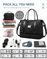 BAGAIL Travel Duffel Bag, Weekender Bags for Women, Overnight Gym Carry On Tote Bag with Wet Pocket, Hospital Mom Bag for Labor and Delivery - Extra Large Set, Beige Diyouth DUFFEL_BAG