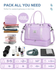 BAGAIL Travel Duffel Bag, Weekender Bags for Women, Overnight Gym Carry On Tote Bag with Wet Pocket, Hospital Mom Bag for Labor and Delivery - Extra Large Set, Beige Diyouth DUFFEL_BAG