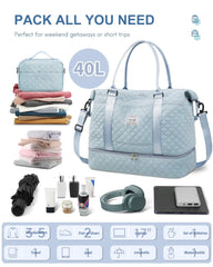 BAGAIL Travel Duffel Bag, Weekender Bags for Women, Overnight Gym Carry On Tote Bag with Wet Pocket, Hospital Mom Bag for Labor and Delivery - Extra Large Set, Beige Diyouth DUFFEL_BAG