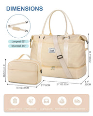BAGAIL Travel Duffel Bag, Weekender Bags for Women, Overnight Gym Carry On Tote Bag with Wet Pocket, Hospital Mom Bag for Labor and Delivery - Extra Large Set, Beige Diyouth DUFFEL_BAG