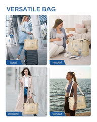 BAGAIL Travel Duffel Bag, Weekender Bags for Women, Overnight Gym Carry On Tote Bag with Wet Pocket, Hospital Mom Bag for Labor and Delivery - Extra Large Set, Beige Diyouth DUFFEL_BAG