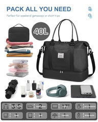 BAGAIL Travel Duffel Bag, Weekender Bags for Women, Overnight Gym Carry On Tote Bag with Wet Pocket, Hospital Mom Bag for Labor and Delivery - Extra Large Set, Beige Diyouth DUFFEL_BAG