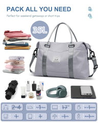 BAGAIL Travel Duffel Bag, Weekender Bags for Women, Overnight Gym Carry On Tote Bag with Wet Pocket, Hospital Mom Bag for Labor and Delivery - Extra Large Set, Beige Diyouth DUFFEL_BAG