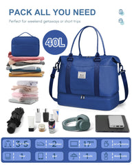 BAGAIL Travel Duffel Bag, Weekender Bags for Women, Overnight Gym Carry On Tote Bag with Wet Pocket, Hospital Mom Bag for Labor and Delivery - Extra Large Set, Beige Diyouth DUFFEL_BAG